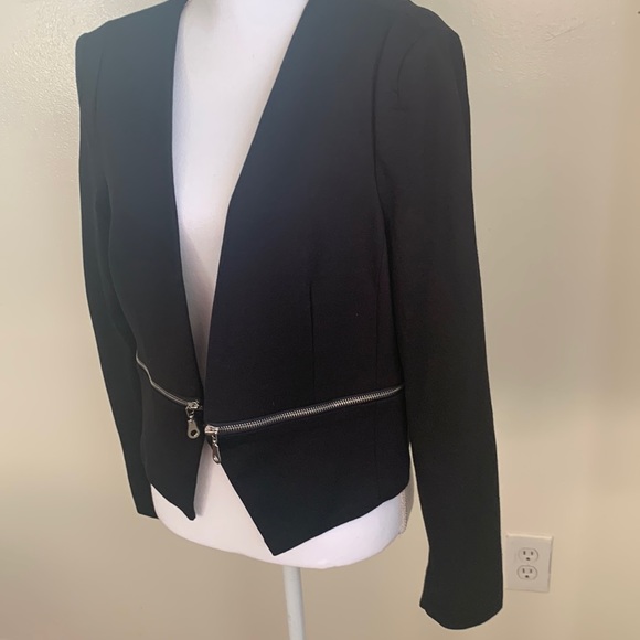 Philosophy Jackets & Blazers - Philosophy Black Blazer. Silver Zipper all Around. Asymmetrical. Sz M. NWT.